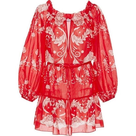 Alice McCall Without You Mini Dress Size 2 Red Scarlett Bloom Off Shoulder - Picture 2 of 12